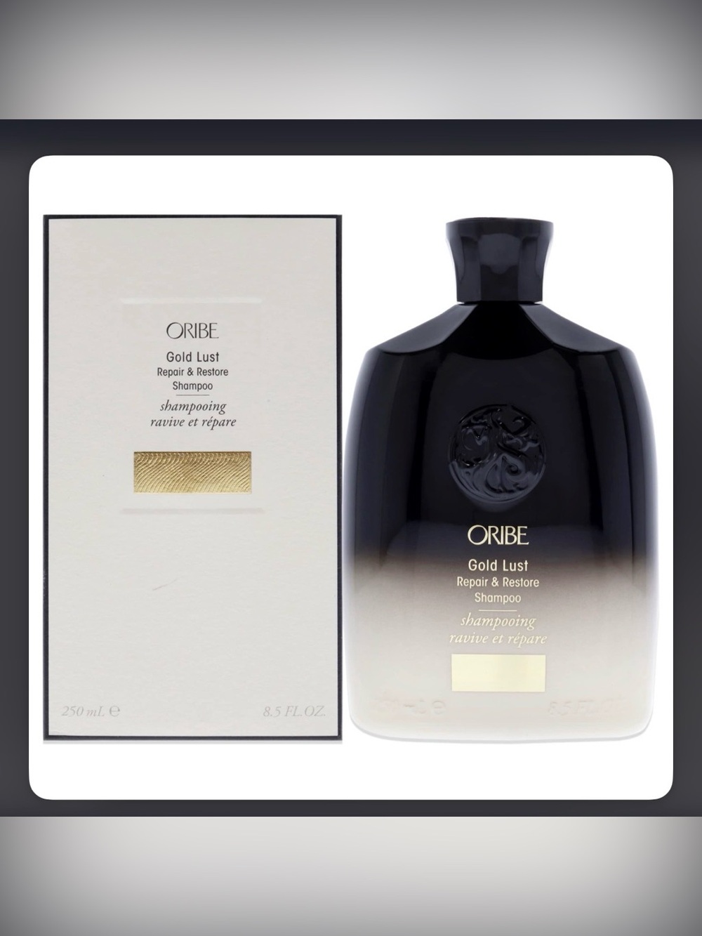 Authentic Oribe Gold Lust Repair & Restore Shampoo — Gold & Cream Packaging